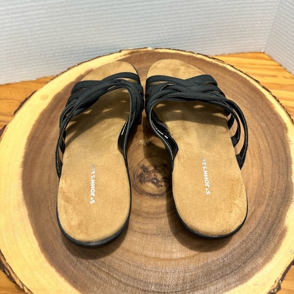 St. John's Bay Sz 9 W Black Slide Synthetic Women Sandals - Picture 3 of 6